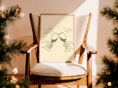 'Getting Pissed' Sage & Green Christmas Print