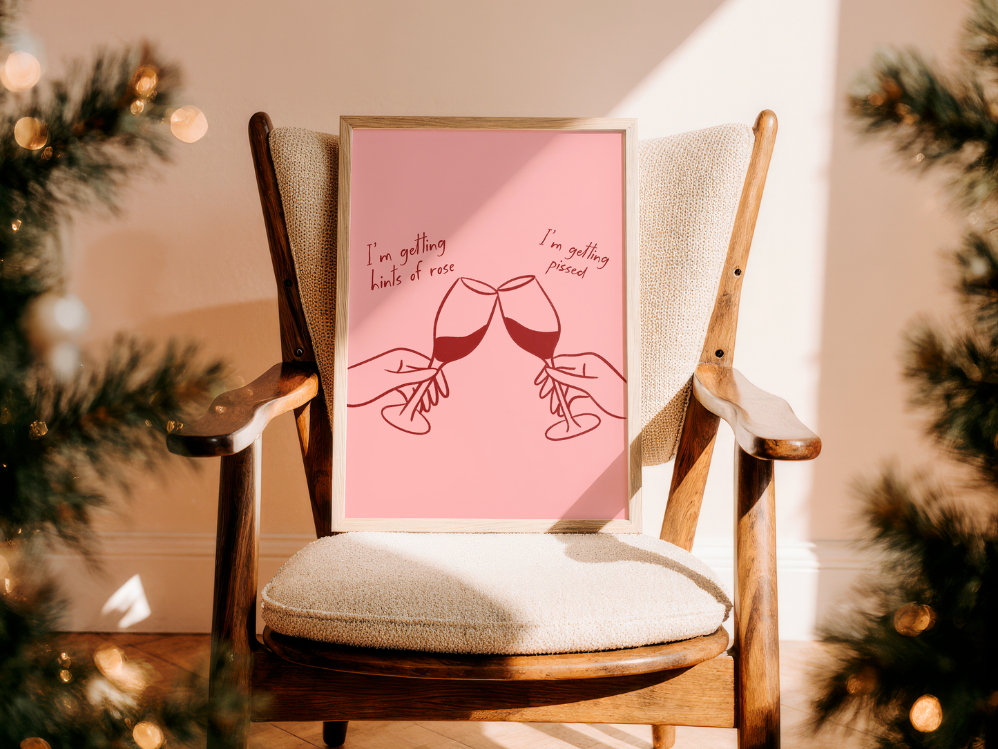 'Getting Pissed' Pink & Red Christmas Print