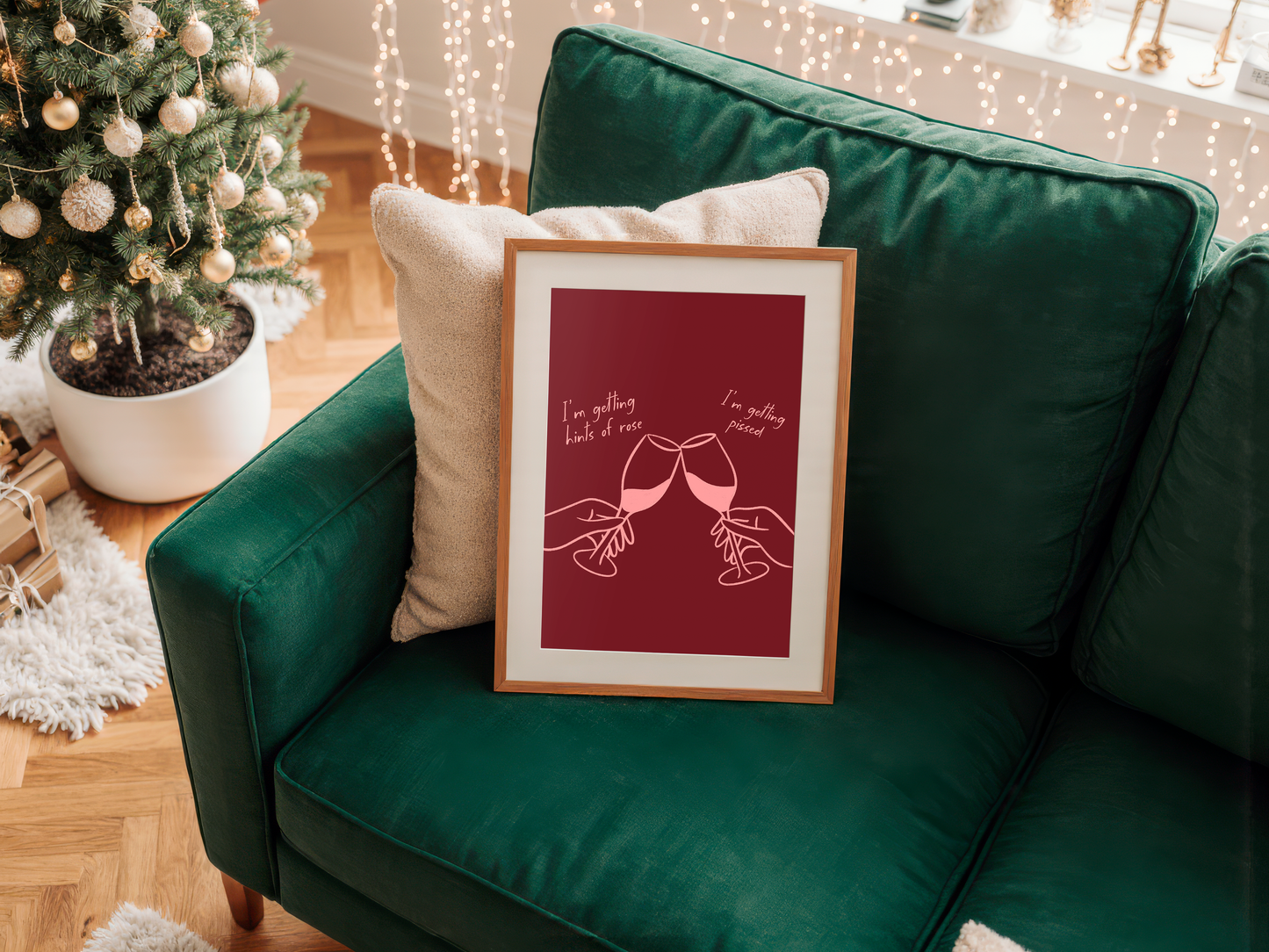 'Getting Pissed' Red & Pink Christmas Print