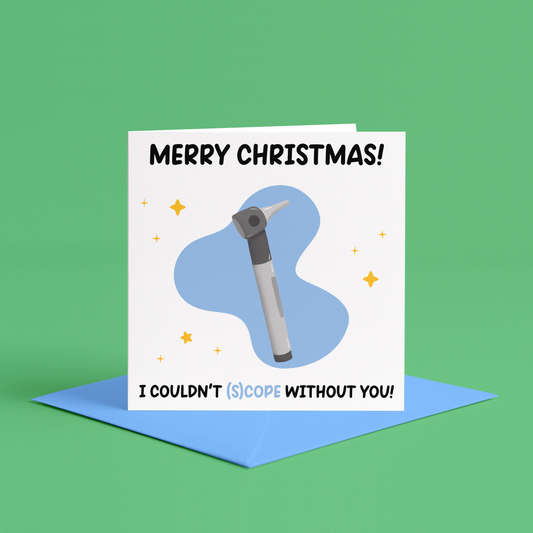 Funny Medical Christmas Cards, Otoscope Christmas Card, Doctor Christmas Card, Veterinary Christmas Cards, Joke Medical Christmas Cards, funny christmas cards for veterinary staff, funny christmas card for GP, funny christmas card for ear doctor, funny christmas cards for veterinarian, funny christmas cards for medical workers, funny christmas cards for doctors, funny christmas cards for nurses, funny christmas cards for veterinary surgeons, funny christmas cards for veterinary receptionists