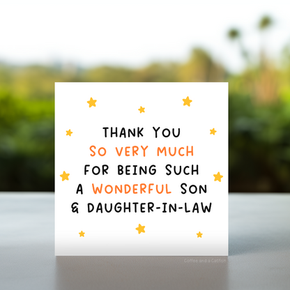 Heartfelt card for son and daughter in law, Thoughtful card for son and daughter in law, Personalized card for son and daughter in law, Son and daughter in law appreciation card, Son and daughter in law special occasion card