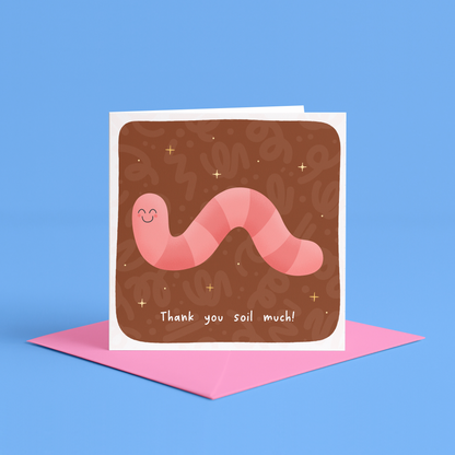 Thank you card, Funny thank you card, Worm thank you card, Gardening thank you card, Soil pun card, Nature thank you card, Cute thank you card, friendly thank you card, Pun thank you card, Thank you card with worm, cute illustrated thank you cards, Punny thank you card, funny pun thank you card, thank you so much card, thank you for everything card, thank you for your help card, thank you for your support card, thanks for your support card, thank you for being there card, you're the best card