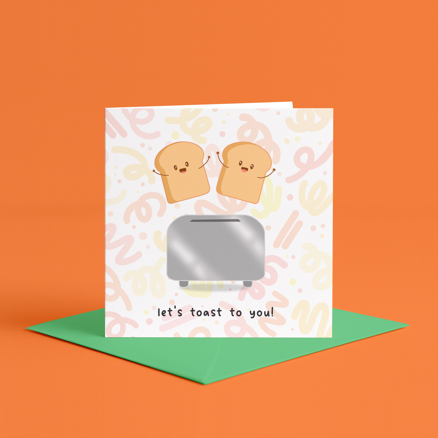 Lets Toast To You Card | Congratulations toast card, Lets toast to you card, Toast illustration card, Funny congratulations card, Toast-themed greeting card, Celebration toast card, Illustrated congratulations card, Quirky congratulations card, Funny illustrated toast card, Celebration card with toast design, kawaii food themed congratulations card, Toast-themed funny card, well done to you cards, so proud of you card, congratulations food themed cards, funny food themed card