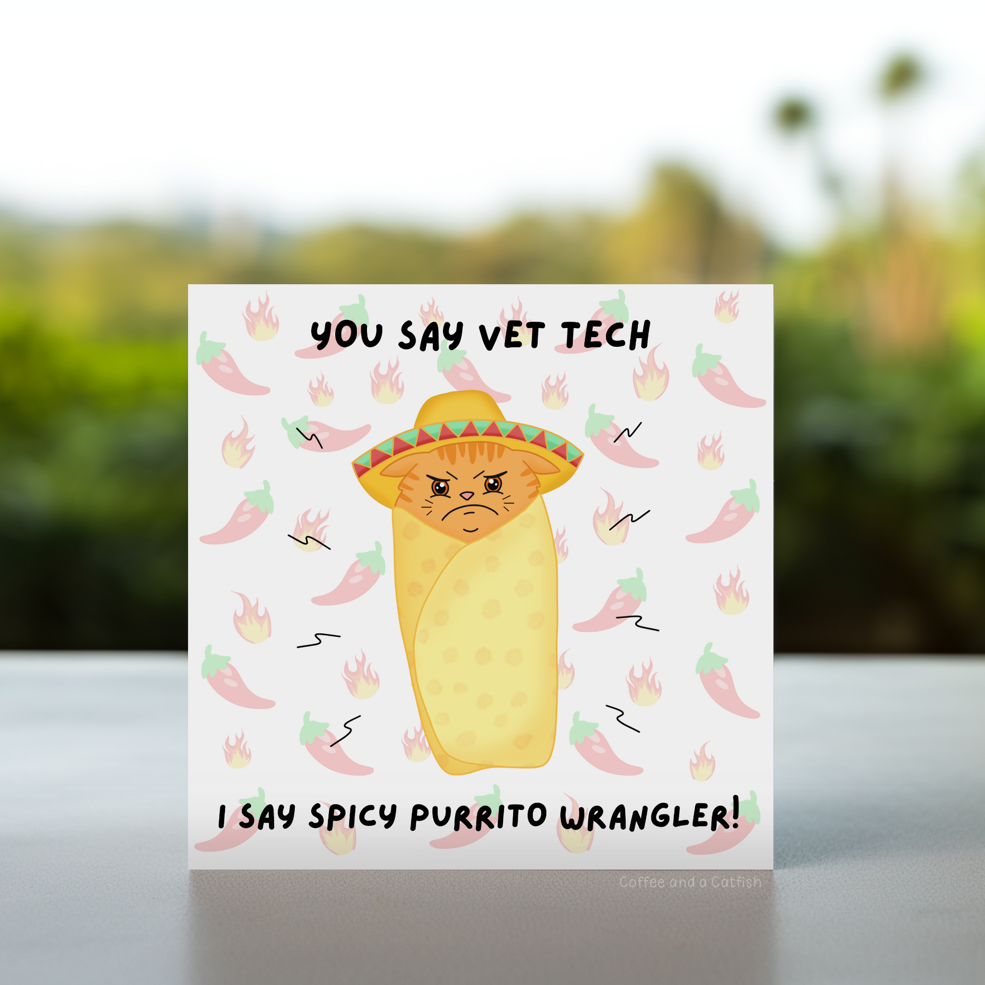 vet tech life joke card, tech support for feral cats card, animal hospital funny card, veterinary team appreciation card, feline chaos thank you card, vet tech meme gift, funny thank you card for cat wrangler, humorous vet professional card, you’re basically a cat whisperer card, grumpy cat card for animal nurse, animal handler appreciation card, pet nurse funny thank you, vet technician humour, veterinary assistant funny card, vet tech hero card, funny vet tech cards, vet tech christmas card