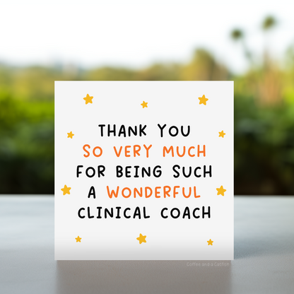 Thank you card for medical mentor, Grateful for clinical mentor, Clinical supervisor thank you card, Thank you card for clinical support, veterinary nursing clinical coach thank you card, thank you for being my clinical coach card