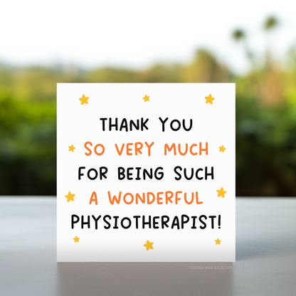 Thank you physiotherapist card, thank you to a wonderful physiotherapist, appreciation card for physio, thank you for your care, physiotherapy gratitude card, physical therapy thank you, thank you for helping me heal, thank you recovery card, therapist appreciation, thank you for your support, thank you for your dedication, rehabilitation thank you card, thank you for pain relief, physical therapist thank you card, five Stars Excellent Physiotherapist Funny Thank You Card For Physio From Patient